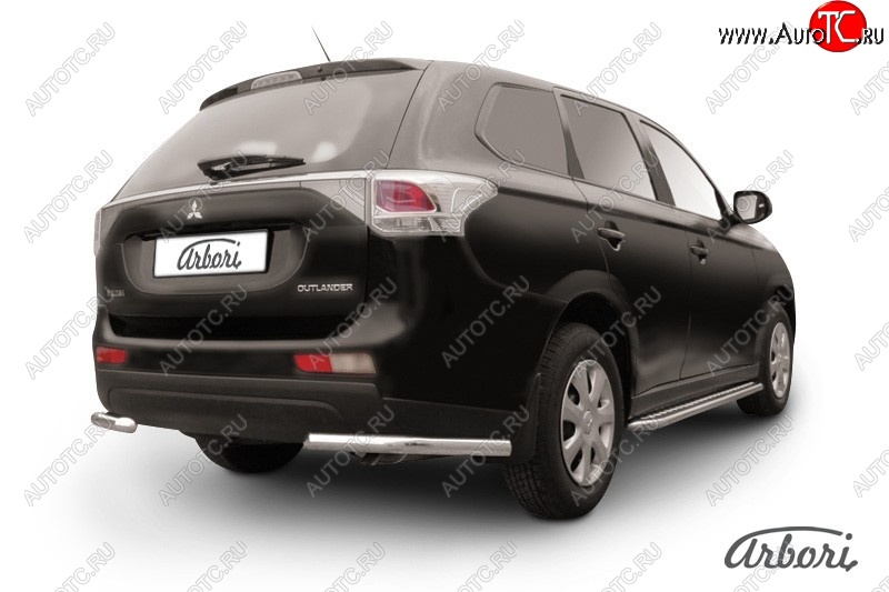 8 909 р. Защита заднего бампера Arbori (уголки, нержавейка, 1 труба d57 mm). Mitsubishi Outlander GF дорестайлинг (2012-2014)  с доставкой в г. Пермь