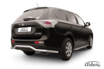 Защита заднего бампера Arbori (волна, нержавейка, 1 труба d57 mm). Mitsubishi Outlander  GF (2014-2016) 1-ый рестайлинг