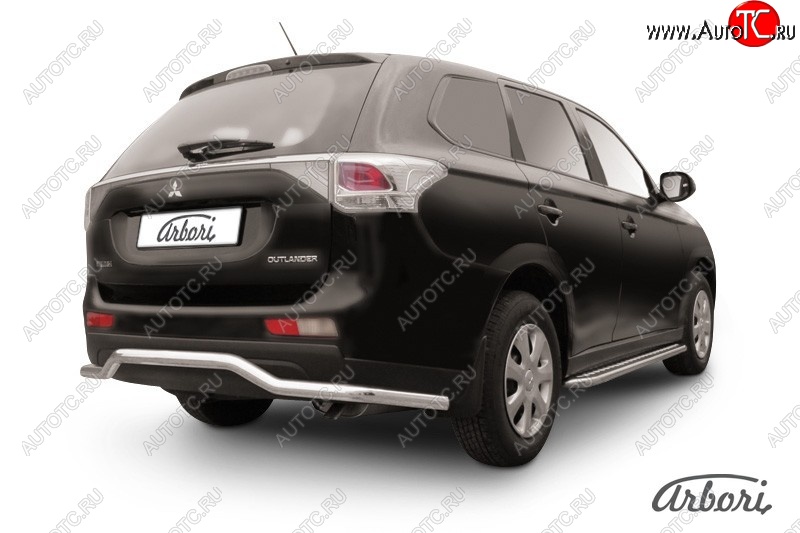 13 229 р. Защита заднего бампера Arbori (волна, нержавейка, 1 труба d57 mm).  Mitsubishi Outlander  GF (2014-2016) 1-ый рестайлинг  с доставкой в г. Пермь