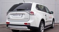 16 899 р. Защита заднего бампера (Ø63 и 42 мм, нержавейка) SLITKOFF  Mitsubishi Outlander  GF (2014-2016) 1-ый рестайлинг  с доставкой в г. Пермь. Увеличить фотографию 2