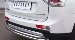 16 899 р. Защита заднего бампера (Ø63 и 42 мм, нержавейка) SLITKOFF  Mitsubishi Outlander  GF (2014-2016) 1-ый рестайлинг  с доставкой в г. Пермь. Увеличить фотографию 3