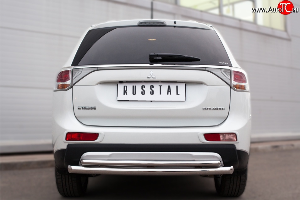16 899 р. Защита заднего бампера (Ø63 и 42 мм, нержавейка) SLITKOFF  Mitsubishi Outlander  GF (2014-2016) 1-ый рестайлинг  с доставкой в г. Пермь