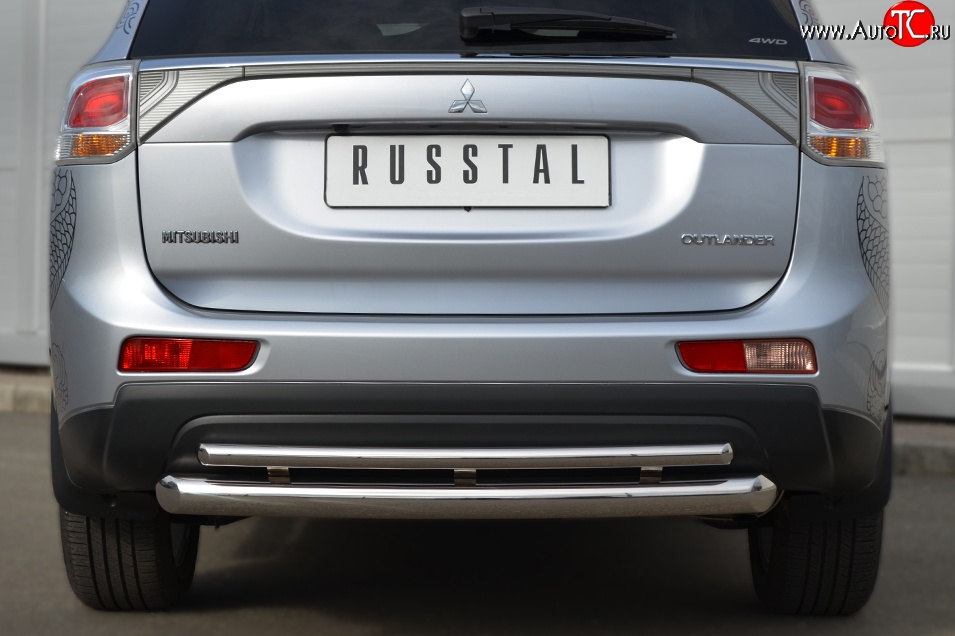 14 449 р. Защита заднего бампера (Ø76 и 42 мм, нержавейка) SLITKOFF  Mitsubishi Outlander  GF (2012-2014) дорестайлинг  с доставкой в г. Пермь
