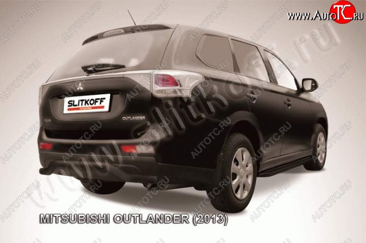 8 349 р. Защита задняя Slitkoff Mitsubishi Outlander GF дорестайлинг (2012-2014) (Цвет: серебристый)  с доставкой в г. Пермь