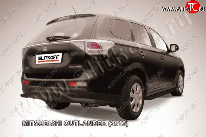 9 399 р. Защита задняя Slitkoff Mitsubishi Outlander GF дорестайлинг (2012-2014) (Цвет: серебристый)  с доставкой в г. Пермь
