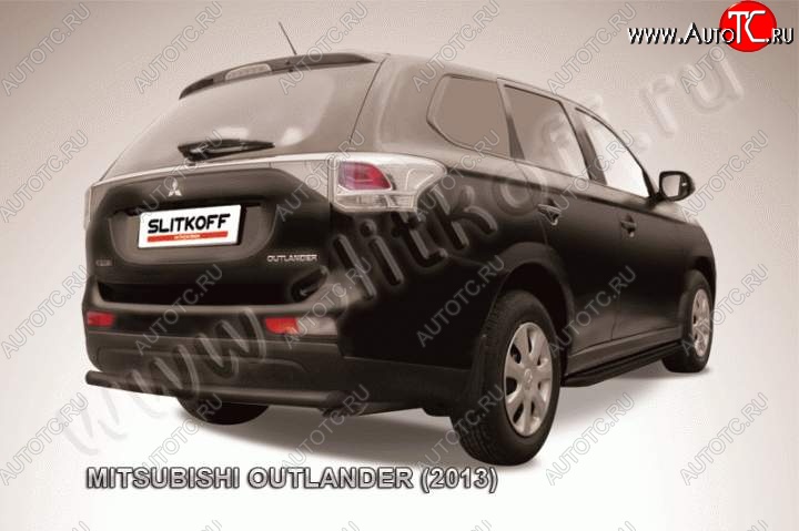 6 349 р. Защита задняя Slitkoff Mitsubishi Outlander GF дорестайлинг (2012-2014) (Цвет: серебристый)  с доставкой в г. Пермь