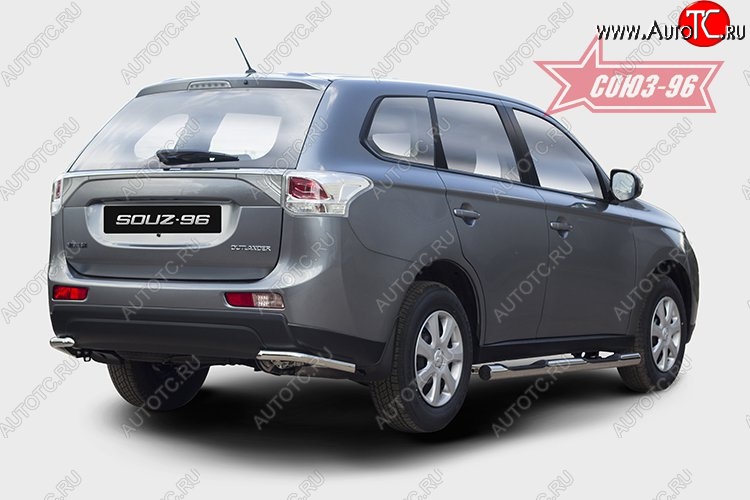 7 784 р. Защита заднего бампера из боковых уголков диаметром 42 мм SOUZ-96 Mitsubishi Outlander GF дорестайлинг (2012-2014)  с доставкой в г. Пермь
