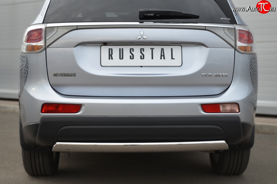 11 599 р. Защита заднего бампера (Ø75x42 мм, нержавейка) Russtal Mitsubishi Outlander GF дорестайлинг (2012-2014)  с доставкой в г. Пермь