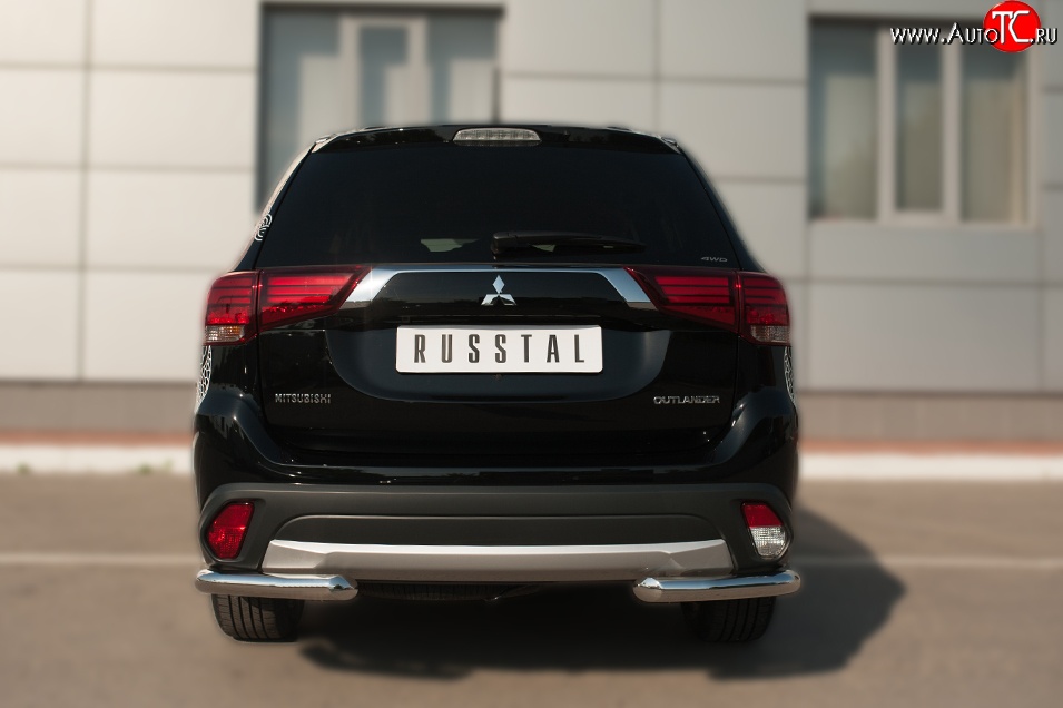 12 899 р. Защита заднего бампера (Ø63 мм уголки, нержавейка) SLITKOFF  Mitsubishi Outlander  GF (2014-2016) 1-ый рестайлинг  с доставкой в г. Пермь