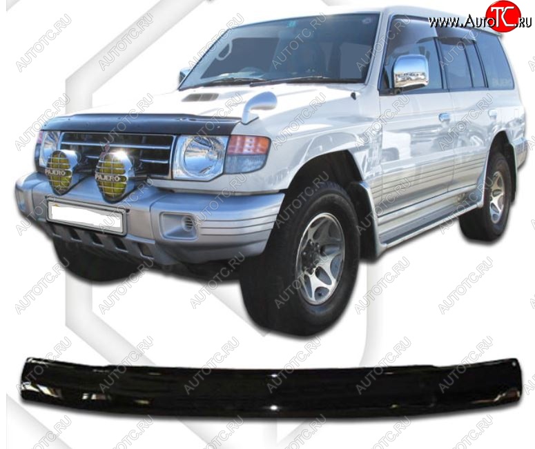 1 899 р. Дефлектор капота CA-Plastic  Mitsubishi Pajero ( 2 V30/V40 5 дв.,  2 V20,  2 V30/V40) (1991-1999) дорестайлинг, рестайлинг (Classic черный, Без надписи)  с доставкой в г. Пермь