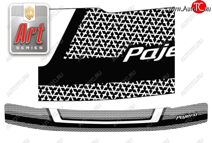 2 159 р. Дефлектор капота CA-Plastiс  Mitsubishi Pajero ( 2 V30/V40 5 дв.,  2 V20,  2 V30/V40) (1991-1999) дорестайлинг, рестайлинг (Серия Art белая)  с доставкой в г. Пермь