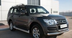 17 799 р. Защита переднего бампера (2 трубы Ø76 и 75х42 мм, нержавейка) Russtal Mitsubishi Pajero 4 V90 2-ой рестайлинг (2014-2020)  с доставкой в г. Пермь. Увеличить фотографию 4