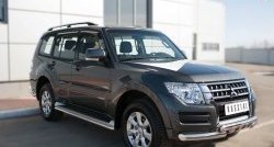 15 849 р. Защита порогов из круглой трубы диаметром 42 мм SLITKOFF  Mitsubishi Pajero  4 V90 (2014-2020) 2-ой рестайлинг  с доставкой в г. Пермь. Увеличить фотографию 4