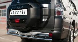 20 449 р. Защита заднего бампера (Ø63 и 42 мм, нержавейка) SLITKOFF  Mitsubishi Pajero  4 V90 (2014-2020) 2-ой рестайлинг  с доставкой в г. Пермь. Увеличить фотографию 2