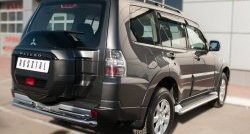 20 449 р. Защита заднего бампера (Ø63 и 42 мм, нержавейка) SLITKOFF  Mitsubishi Pajero  4 V90 (2014-2020) 2-ой рестайлинг  с доставкой в г. Пермь. Увеличить фотографию 4