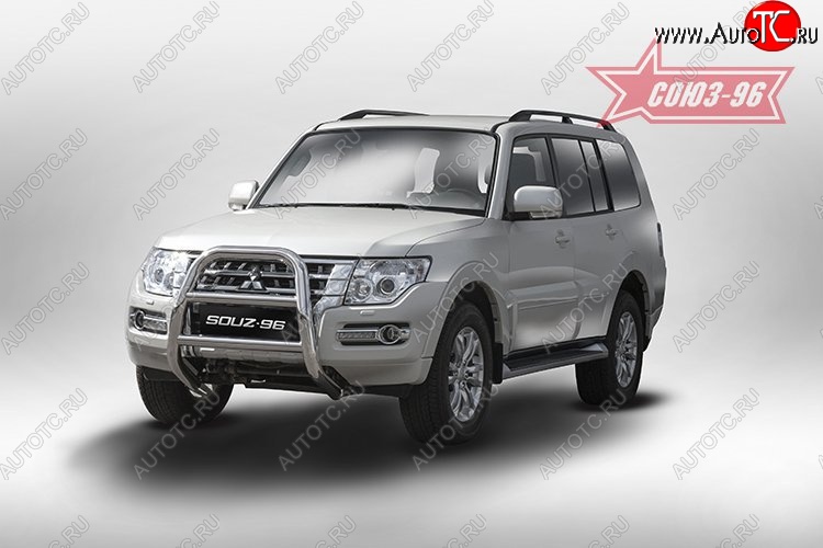 15 974 р. Защита переднего бампера Souz-96 (d76) Mitsubishi Pajero 4 V90 2-ой рестайлинг (2014-2020)  с доставкой в г. Пермь