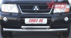 Защита переднего бампера двойная Souz-96 (d76/60) Mitsubishi Pajero  3 V70 (1999-2003) дорестайлинг