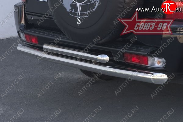 16 514 р. Двойная защита заднего бампера Souz-96 (d76/60) Mitsubishi Pajero 3 V70 дорестайлинг (1999-2003)  с доставкой в г. Пермь