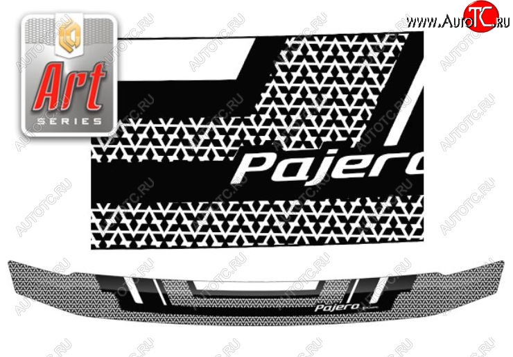 2 199 р. Дефлектор капота CA-Plastiс  Mitsubishi Pajero  4 V90 (2006-2015) дорестайлинг, 1-ый рестайлинг (серия Art графит)  с доставкой в г. Пермь