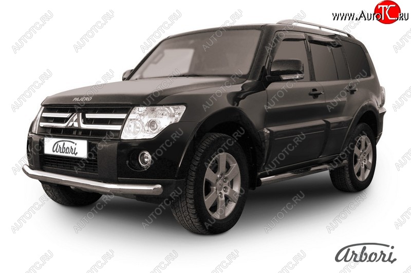 19 449 р. Защита переднего бампера Arbori (нержавейка, 1 труба d76 mm). Mitsubishi Pajero 4 V90 2-ой рестайлинг (2014-2020)  с доставкой в г. Пермь