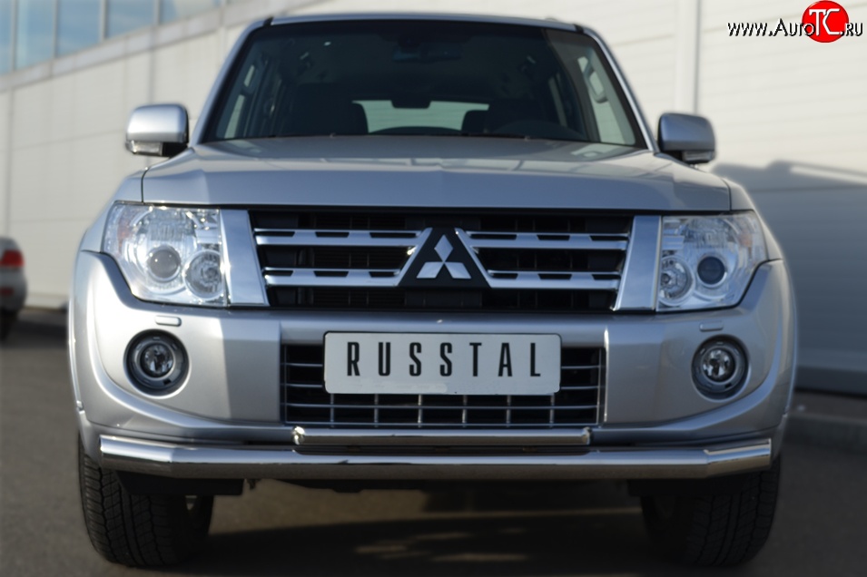 21 999 р. Защита переднего бампера (2 трубыØ76 и 42 мм, нержавейка) SLITKOFF  Mitsubishi Pajero ( 4 V90,  4 V80) (2011-2015) 1-ый рестайлинг, 3 дв. 1-ый рестайлинг  с доставкой в г. Пермь