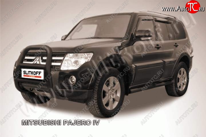 27 449 р. Кенгурятник d76 высокий  Mitsubishi Pajero ( 4 V90,  4 V80) (2006-2015) дорестайлинг, 1-ый рестайлинг, 3 дв. 1-ый рестайлинг (Цвет: серебристый)  с доставкой в г. Пермь