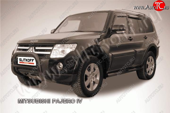 23 599 р. Кенгурятник d76 низкий  Mitsubishi Pajero ( 4 V90,  4 V80) (2006-2015) дорестайлинг, 1-ый рестайлинг, 3 дв. 1-ый рестайлинг (Цвет: серебристый)  с доставкой в г. Пермь