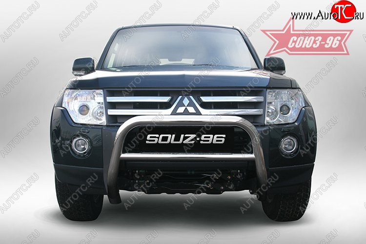 9 665 р. Защита переднего бампера Souz-96 (d60) Mitsubishi Pajero 4 V90 дорестайлинг (2006-2011)  с доставкой в г. Пермь