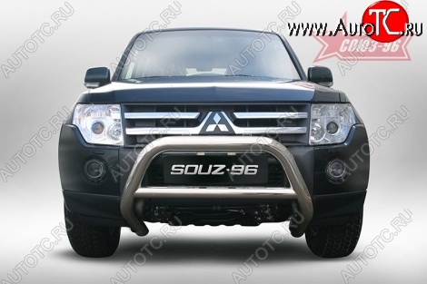 13 319 р. Защита переднего бампера Souz-96 (d76) Mitsubishi Pajero 4 V90 дорестайлинг (2006-2011)  с доставкой в г. Пермь