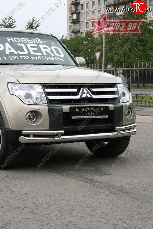 17 999 р. Защита переднего бампера двойная Souz-96 (d76/42) Mitsubishi Pajero 4 V90 дорестайлинг (2006-2011)  с доставкой в г. Пермь