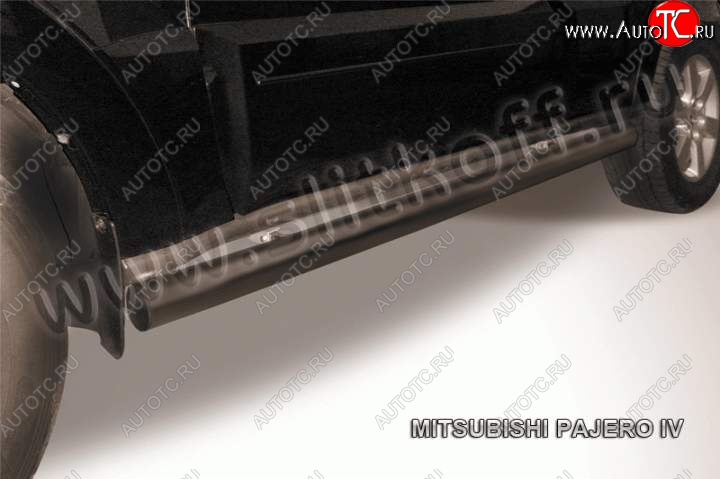 10 599 р. Защита порогов Slitkoff  Mitsubishi Pajero  4 V90 (2006-2015) дорестайлинг, 1-ый рестайлинг (Цвет: серебристый)  с доставкой в г. Пермь