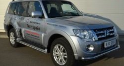 67 999 р. Защита порогов из круглой трубы диаметром 42 мм Russtal Mitsubishi Pajero 4 V90 дорестайлинг (2006-2011) (Защита порогов с со скосами на торцах (вариант 1))  с доставкой в г. Пермь. Увеличить фотографию 3