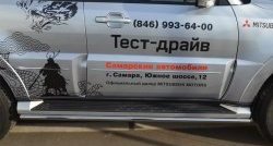 67 999 р. Защита порогов из круглой трубы диаметром 42 мм Russtal Mitsubishi Pajero 4 V90 дорестайлинг (2006-2011) (Защита порогов с со скосами на торцах (вариант 1))  с доставкой в г. Пермь. Увеличить фотографию 4
