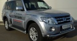 67 999 р. Защита порогов из круглой трубы диаметром 42 мм Russtal Mitsubishi Pajero 4 V90 дорестайлинг (2006-2011) (Защита порогов с со скосами на торцах (вариант 1))  с доставкой в г. Пермь. Увеличить фотографию 7