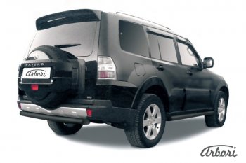Защита заднего бампера Arbori (короткая, черная, 1 труба d76 mm). Mitsubishi Pajero  4 V90 (2014-2020) 2-ой рестайлинг