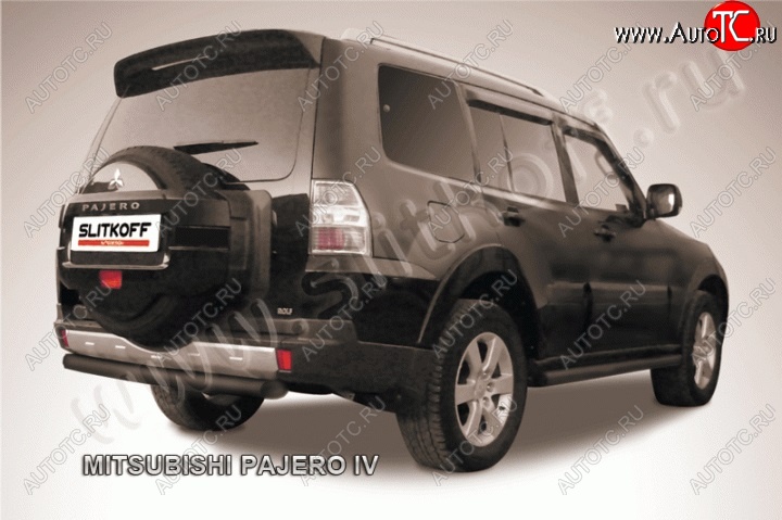 8 849 р. Защита задняя Slitkoff  Mitsubishi Pajero  4 V90 (2006-2020) дорестайлинг, 1-ый рестайлинг, 2-ой рестайлинг (Цвет: серебристый)  с доставкой в г. Пермь