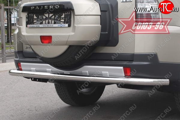 14 129 р. Защита заднего бампера Souz-96 (d76) Mitsubishi Pajero 4 V90 дорестайлинг (2006-2011) (полированная нержавейка)  с доставкой в г. Пермь