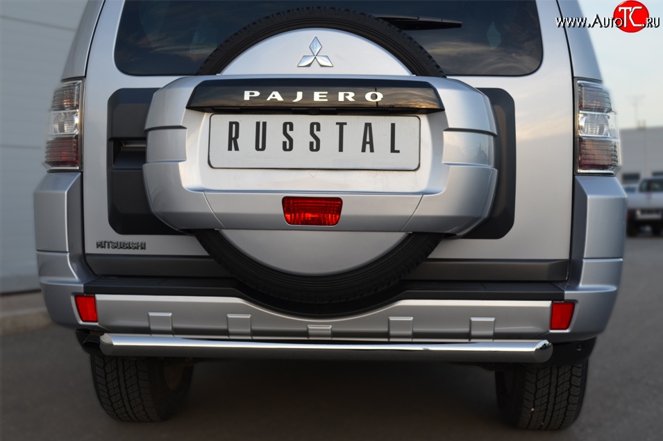 15 899 р. Одинарная защита заднего бампера из трубы диаметром 63 мм SLITKOFF  Mitsubishi Pajero  4 V90 (2006-2011) дорестайлинг  с доставкой в г. Пермь