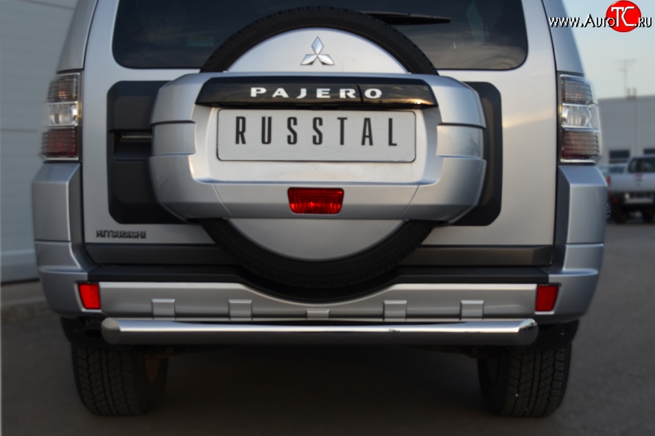 16 999 р. Одинарная защита заднего бампера из трубы диаметром 76 мм SLITKOFF  Mitsubishi Pajero  4 V90 (2006-2011) дорестайлинг  с доставкой в г. Пермь