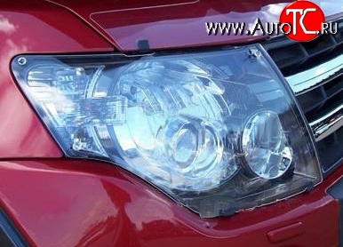 1 268 р. Прозрачная защита передних фар Novline Mitsubishi Pajero 4 V90 дорестайлинг (2006-2011)  с доставкой в г. Пермь
