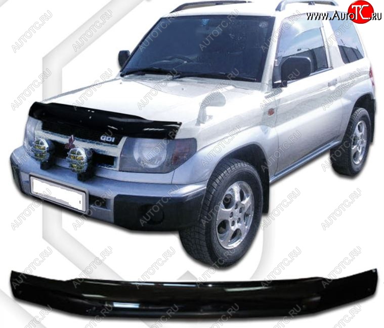 1 899 р. Дефлектор капота (H61-H77 5D, 1.8 л.) CA-Plastic  Mitsubishi Pajero iO (1998-2007) (Classic черный, Без надписи)  с доставкой в г. Пермь