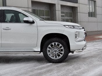 27 999 р. Защита переднего бампера SLITKOFF (Ø63 мм с уголками, нержавейка) Mitsubishi Pajero Sport QF рестайлинг (2019-2022)  с доставкой в г. Пермь. Увеличить фотографию 4