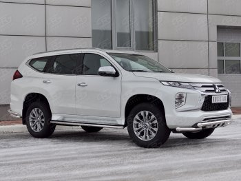 27 999 р. Защита переднего бампера SLITKOFF (Ø63 мм с уголками, нержавейка) Mitsubishi Pajero Sport QF рестайлинг (2019-2022)  с доставкой в г. Пермь. Увеличить фотографию 3