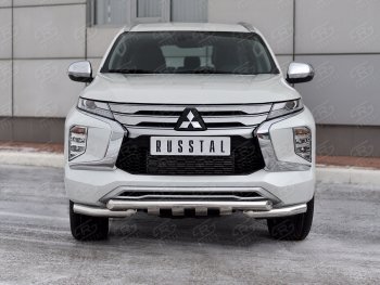 27 999 р. Защита переднего бампера SLITKOFF (Ø63 мм с уголками, нержавейка) Mitsubishi Pajero Sport QF рестайлинг (2019-2022)  с доставкой в г. Пермь. Увеличить фотографию 2