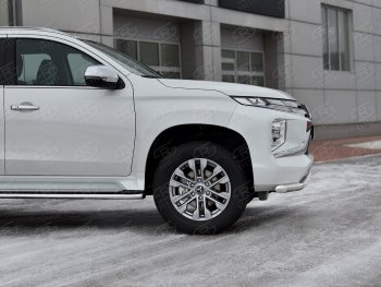 17 499 р. Защита переднего бампера SLITKOFF (Ø63 мм, нержавейка) Mitsubishi Pajero Sport QF рестайлинг (2019-2022)  с доставкой в г. Пермь. Увеличить фотографию 4