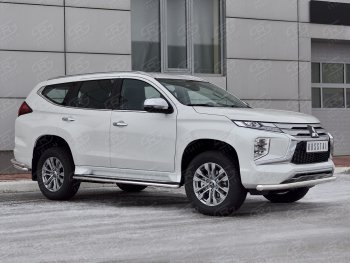 Защита переднего бампера SLITKOFF (Ø63 мм, нержавейка) Mitsubishi Pajero Sport  QF (2019-2022) рестайлинг