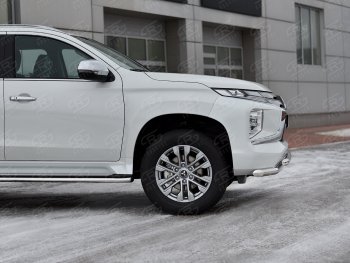 22 699 р. Защита переднего бампера (2 трубы Ø63 и 42 мм, нержавейка) SLITKOFF Mitsubishi Pajero Sport QF рестайлинг (2019-2022)  с доставкой в г. Пермь. Увеличить фотографию 4