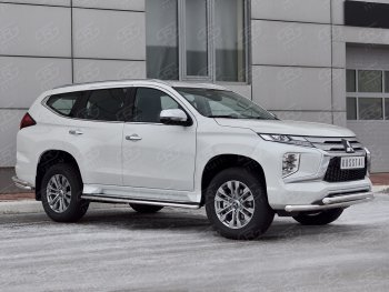 22 699 р. Защита переднего бампера (2 трубы Ø63 и 42 мм, нержавейка) SLITKOFF Mitsubishi Pajero Sport QF рестайлинг (2019-2022)  с доставкой в г. Пермь. Увеличить фотографию 3