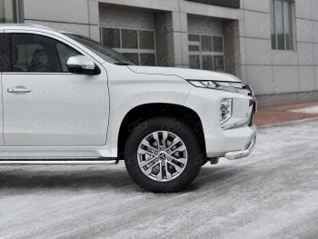 18 999 р. Защита переднего бампера (Ø76 мм, нержавейка) SLITKOFF Mitsubishi Pajero Sport QF рестайлинг (2019-2022)  с доставкой в г. Пермь. Увеличить фотографию 4