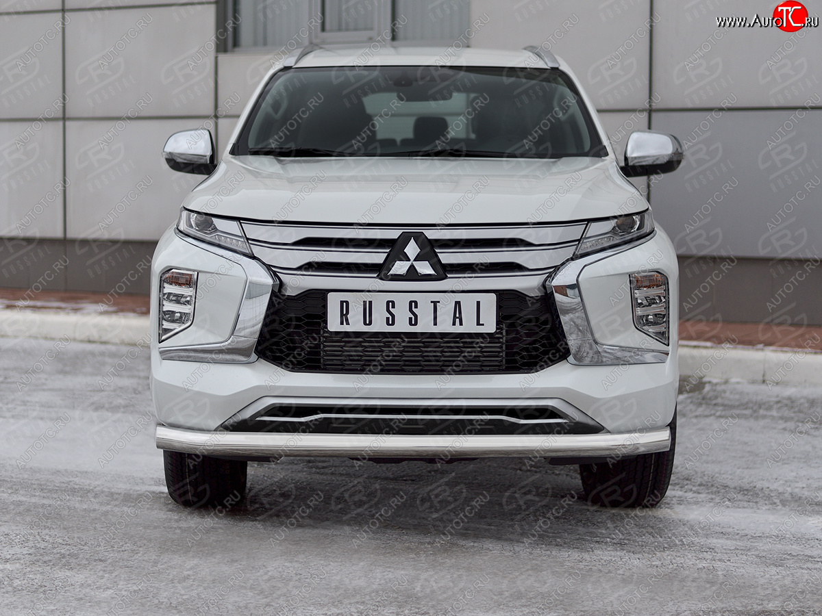 18 999 р. Защита переднего бампера (Ø76 мм, нержавейка) SLITKOFF Mitsubishi Pajero Sport QF рестайлинг (2019-2022)  с доставкой в г. Пермь